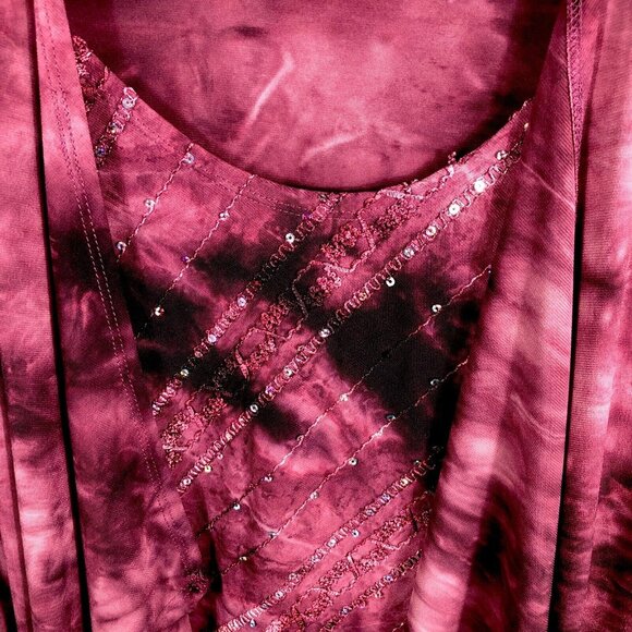 Kim Rogers Top Women’s Petite Small  Burgundy Sequined Shirt - Picture 4 of 16